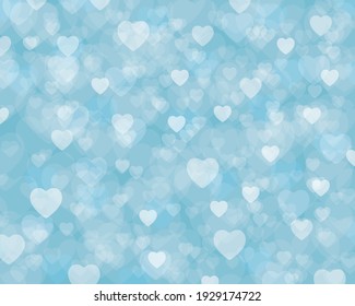 Blue White Heart Bokeh Background