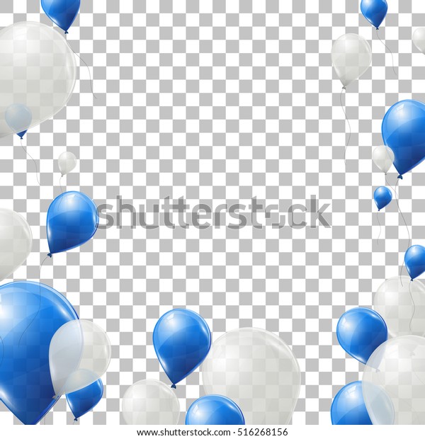 Blue White Helium Balloons On Transparent Stock Vector Royalty