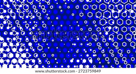 Blue White Hexagon Background Glowing Honeycomb Pattern for AI, Tech Forum, Science Medical Conference, Digital Startup Ad. Hexagonal Modern Texture. Halftone Gradient Backdrop. Vector Abstract BG