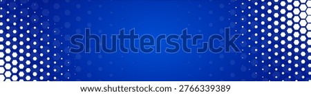 Blue White Hexagon Background Glowing Honeycomb Pattern for AI, Tech Forum, Science Medical Conference, Digital Startup Ad. Hexagonal Modern Texture. Halftone Gradient Backdrop. Vector Abstract BG.