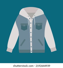 blue and white hoodie with buttons
