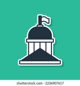 Blue White House icon isolated on green background. Washington DC.  Vector
