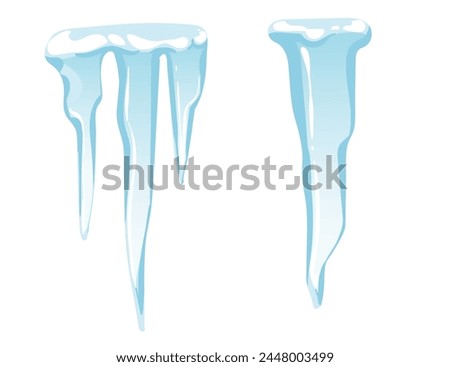 Blue and white Icicles spiked sharp ice vector illustration isolated on white background
