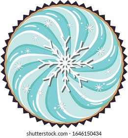 Blue and White Icing Cupcake Vector Icon