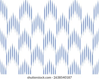 Blue and White Ikat Chevron Fabric.  Design for Fabric, clothing, textile, wrapping, background, wallpaper, carpet, embroidery, print
