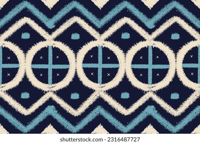 Blue and white ikat  seamless pattern,geometric ethnic oriental pattern traditional on blue background.Aztec style abstract vector illustration.design for texture,fabric,clothing,wrapping,carpet,print