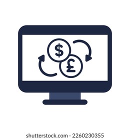 blue and white isolate business financail flat icon elements vector 