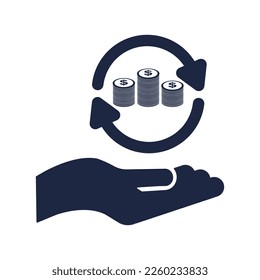 blue and white isolate dollar money business financail flat icon elements vector 