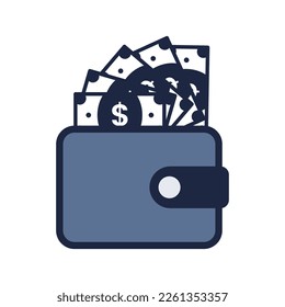 blue and white isolate Wallets and credit cards flat icon finance icon