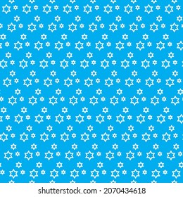 Blue White Jewish holidays, Bar Mitzvah, Bat mitzvah, wedding background, White star of David seamless pattern on sky Blue background