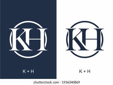 Blue white of KH initial letter design
