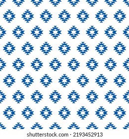Blue and white kilim seamless pattern. Aztec design pattern.