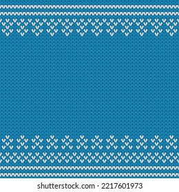 Blue and white knitted seamless pattern