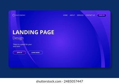 Blue and white landing page.