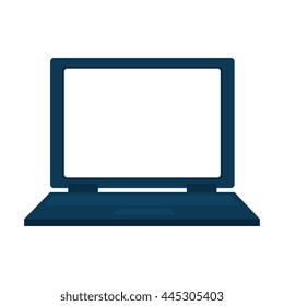 blue and white laptop device front view over isolated background, vector illustration