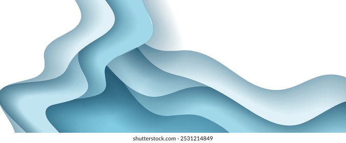 blue and white layered wave paper abstract background. suitable for desktop wallpaper or modern design project