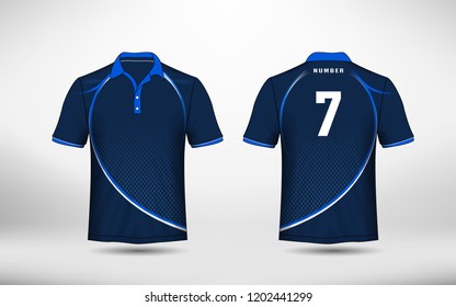 Blue and white layout e-sport t-shirt design template