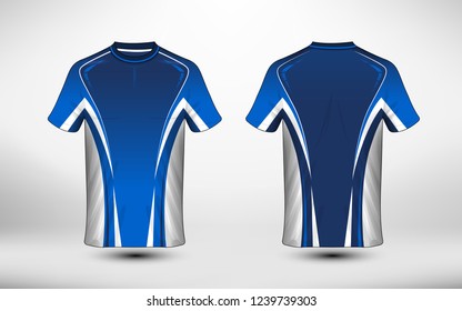 Blue and white layout e-sport t-shirt design template. Illustration vector