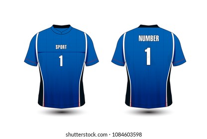 Blue and white layout sport t-shirt, kits, jersey, shirt design template