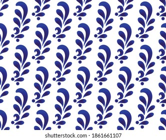 patrón de hojas azules y blancas sin costura vectorial, bonito fondo floral para el diseño, porcelana, decoración cerámica, añil, estampado folclórico de cerámica, Chinaware, papel pintado, textiles, azulejos, papel, cerámica floral