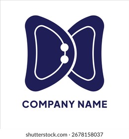 Blue and white Letter D vector logo with bow tie icon on top