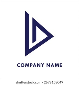 Blue and white letter D vector logo with play button icon