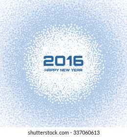 Blue - White Light New Year 2016 Snow Flake Background, vector illustration
