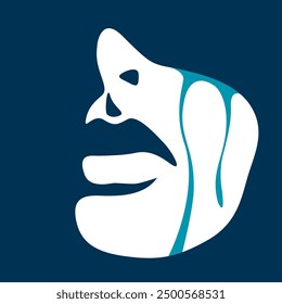 blue and white light and shadow vector illustration of a woman's face with tears flowing down her cheeks. war, victim of violence, domestic violence against women, abuse, harassment. social poster. 