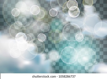 Blue and White Lights and clouds in Sky with festive light beams on chequered background 