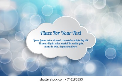 Blue and White Lights Sky Festive background with text box cloud