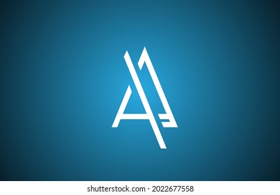 blue white A line alphabet letter logo icon. Creative design template for company