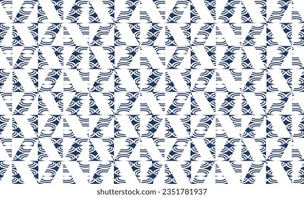 blue and white line structure double layer pattern patchwork repeat seamless style design for fabric print or wallpaper or abstract backdrop