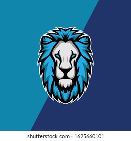 Blue and white lion head vector, lion head esport gaming logo