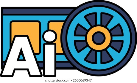 A blue and white logo with the letters AI on it. The logo is of a wheel with a blue and yellow circle in the middle