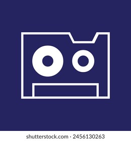 un logotipo azul y blanco con una línea blanca que dice