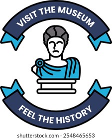 Ein blau-weißes Logo für ein Museum