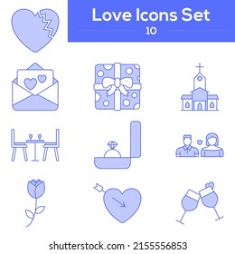 Blue And White Love Flat Icon Or Symbol.