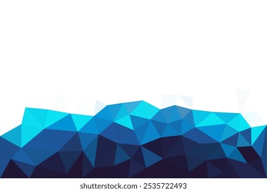 Blue and White Low Poly Abstract Background. Blue White Low Poly Triangle Shapes Background. Business Presentation Copy Space Template.