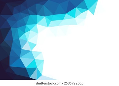 Blue and White Low Poly Abstract Background. Blue White Low Poly Triangle Shapes Background. Business Presentation Copy Space Template.