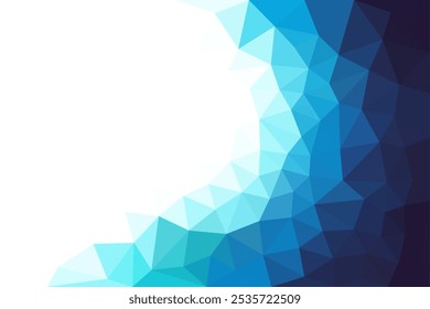 Abstrakter Hintergrund mit niedrigem Poly. Blau Weiß Low Poly Dreieck Formen Hintergrund. Vorlage für Kopienraum für Geschäftspräsentationen.