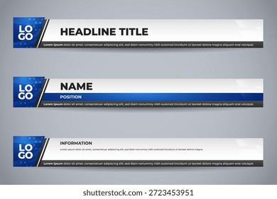 Blue and White Lower Third News Graphics with Logo and Informative Text Layout for Broadcast Media