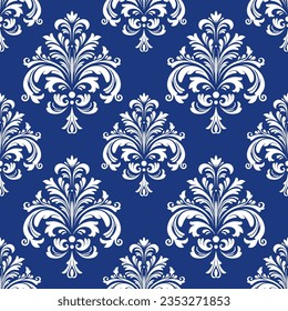 Patrón transparente vectorial de lujo azul y blanco. Ornamento, Tradicional, Étnico, Árabe, Turco, Indio. Ideal para tejidos y textiles, papel pintado, diseño de embalaje o cualquier idea deseada.
