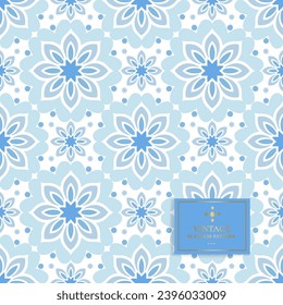 Blauer und weißer Luxus Vektor nahtloses Muster. Ornament, Traditionelle, ethnische, arabische, türkische, indische Motive. Ideal für Gewebe und Textilien, Tapeten, Verpackungsdesign oder jede erwünschte Idee.