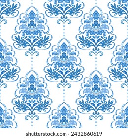 Vector de lujo azul y blanco sin patrón. Adorno, motivos tradicionales, étnicos, árabes, turcos, indios. Ideal para tela y textil, papel pintado, diseño de empaque o cualquier idea deseada.