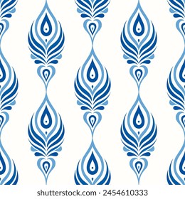 Vector de lujo azul y blanco sin patrón. Adorno, motivos tradicionales, étnicos, árabes, turcos, indios. Ideal para tela y textil, Fondo de pantalla, diseño de empaque o cualquier idea deseada.
