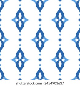 Blau-Weiß Luxus-Vektorgrafik nahtloses Muster. Ornamente, traditionelle, ethnische, arabische, türkische, indische Motive. Ideal für Stoff und Textil, Bildschirmhintergrund, Verpackungsdesign oder jede beliebige Idee.