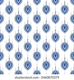 Blau-Weiß Luxus-Vektorgrafik nahtloses Muster. Ornamente, traditionelle, ethnische, arabische, türkische, indische Motive. Ideal für Stoff und Textil, Bildschirmhintergrund, Verpackungsdesign oder jede beliebige Idee.