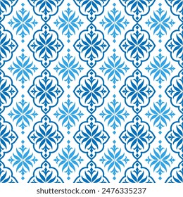 Vector de lujo azul y blanco sin patrón. Adorno, motivos tradicionales, étnicos, árabes, turcos, indios. Ideal para tela y textil, Fondo de pantalla, diseño de empaque o cualquier idea deseada.