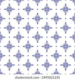 Blau-Weiß Luxus-Vektorgrafik nahtloses Muster. Ornamente, traditionelle, ethnische, arabische, türkische, indische Motive. Ideal für Stoff und Textil, Bildschirmhintergrund, Verpackungsdesign oder jede beliebige Idee.