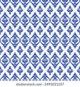Vector de lujo azul y blanco sin patrón. Adorno, motivos tradicionales, étnicos, árabes, turcos, indios. Ideal para tela y textil, Fondo de pantalla, diseño de empaque o cualquier idea deseada.